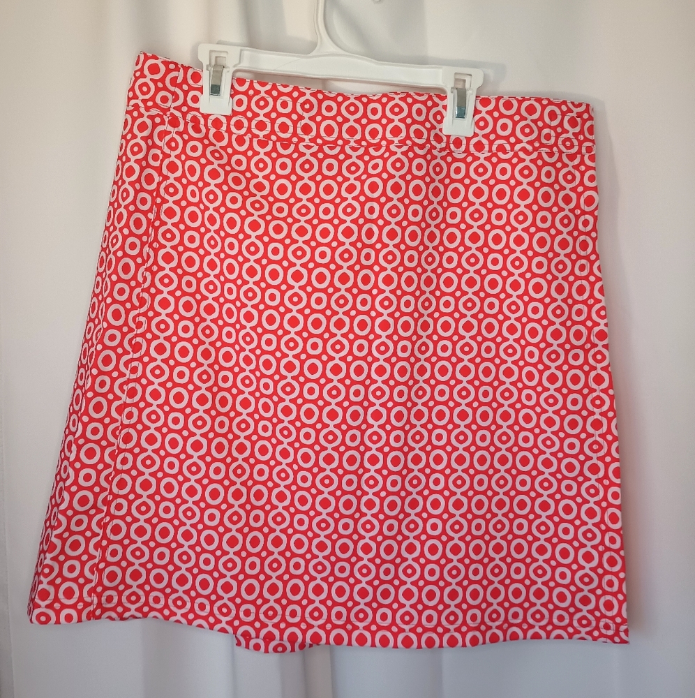 Ripskirt Hawaii Wrap Skirt Medium Length 2 Red White Geo Print 60s Mod Beach - Picture 1 of 8